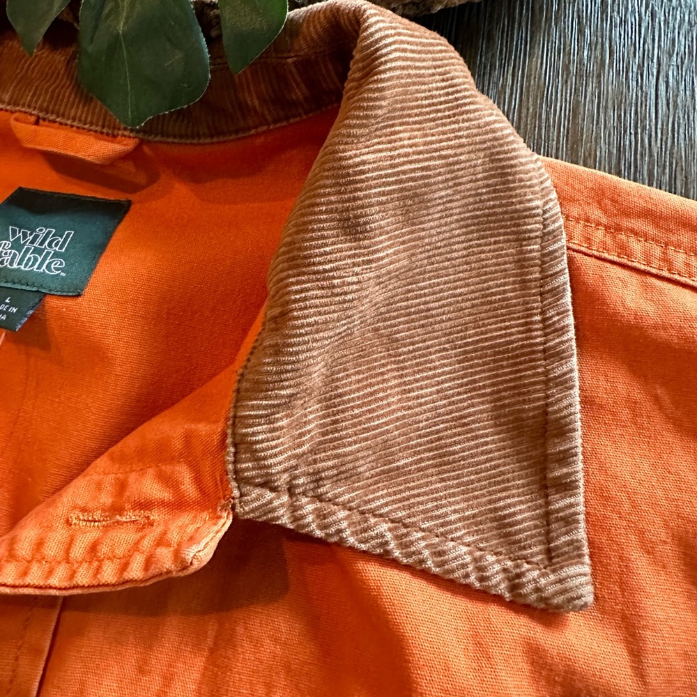 NWT wild fable cropped orange utility jacket with brown corduroy collar … - Picture 3 of 7